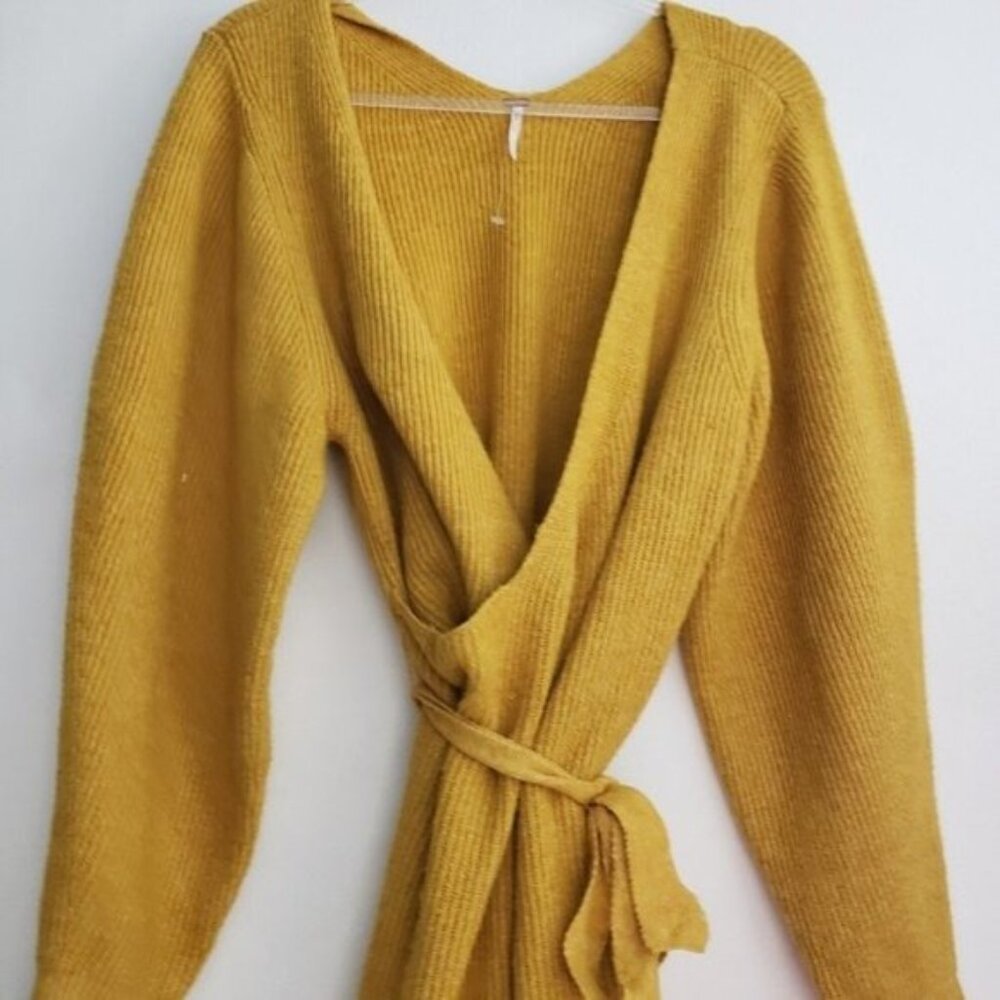 Free People Sienna Wrap Dress Mustard - Picture 3 of 9